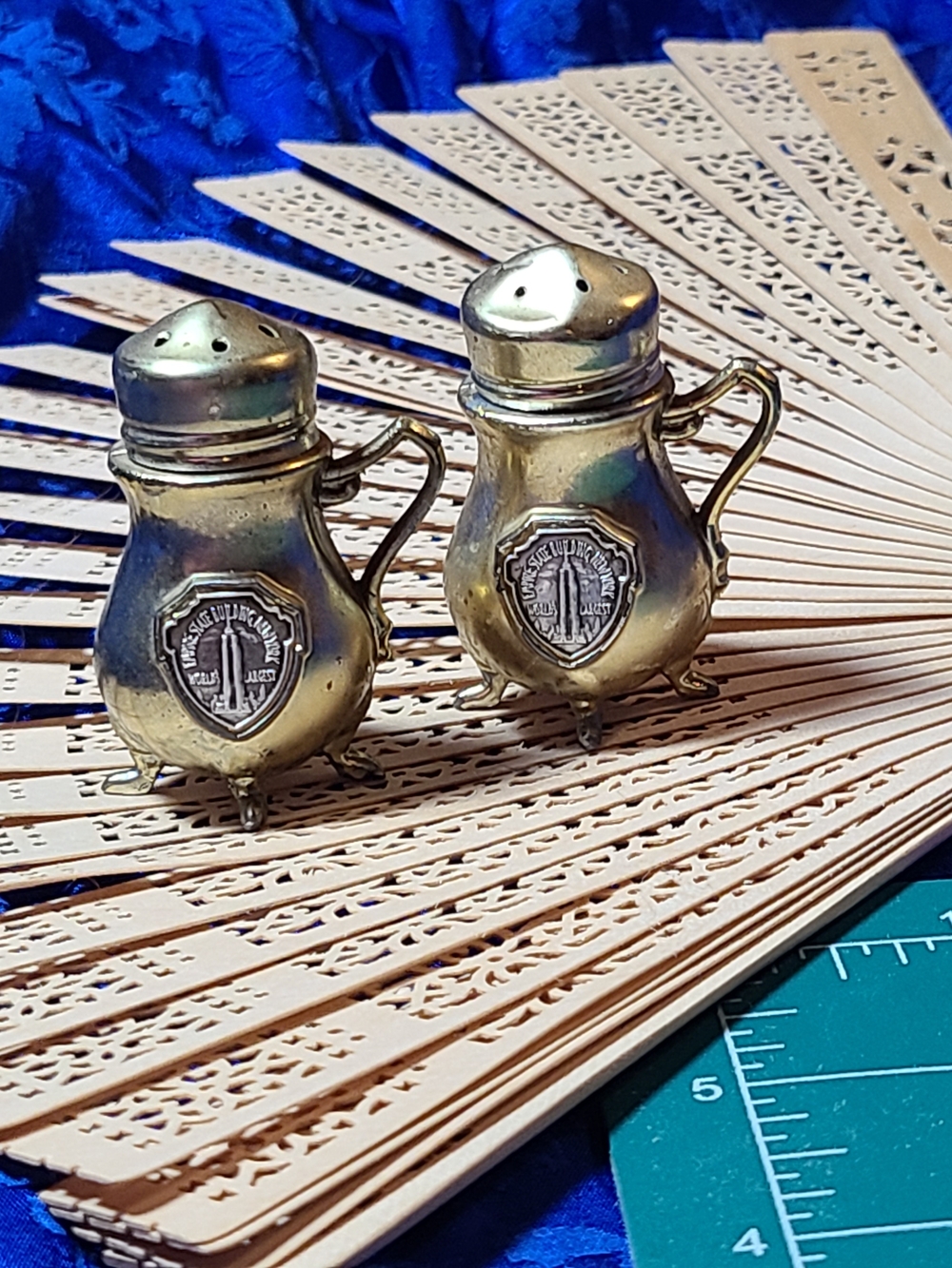 Antique Gold Salt and Pepper Shakers Pair